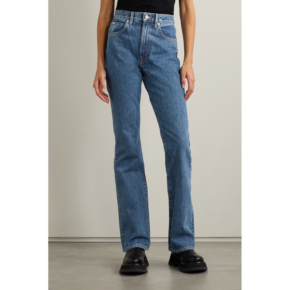 NWT SLVRLAKE Charlotte High Rise Straight Leg Jeans Claremont Blue CHAJ707S